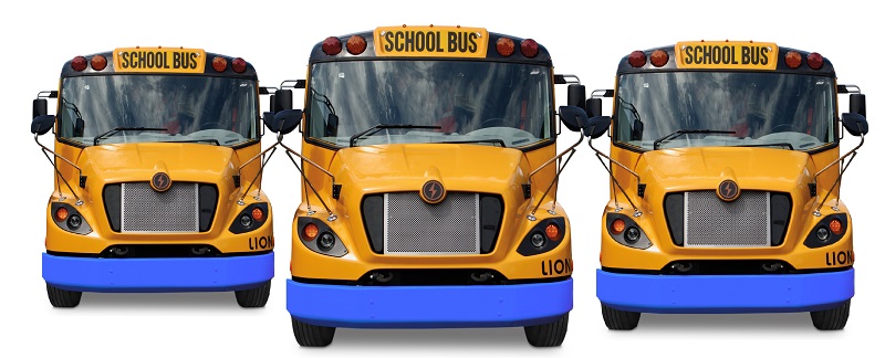 Image of three electric school buses