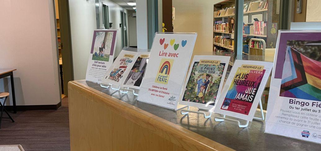 image of library books on a display table