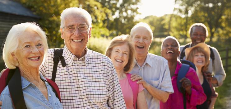 A group of seniors posing for a candid photograph. 